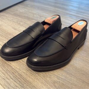 Ferragamo Black Leather Penny Loafers